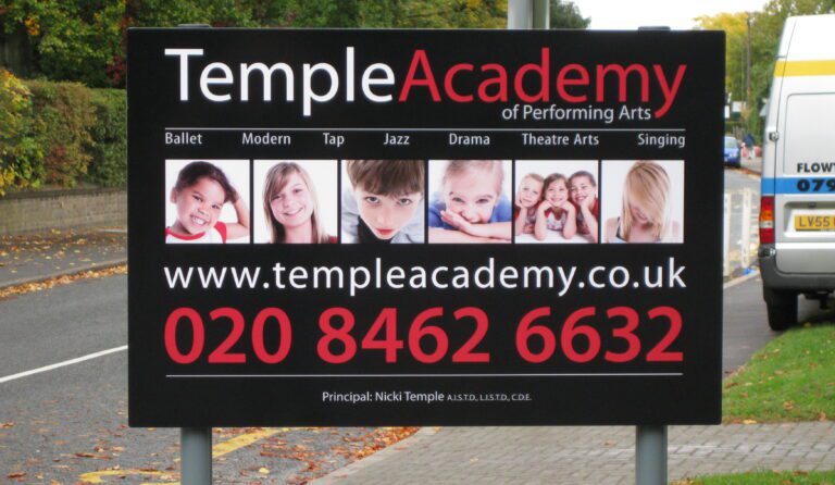 Aluminium signs back to back